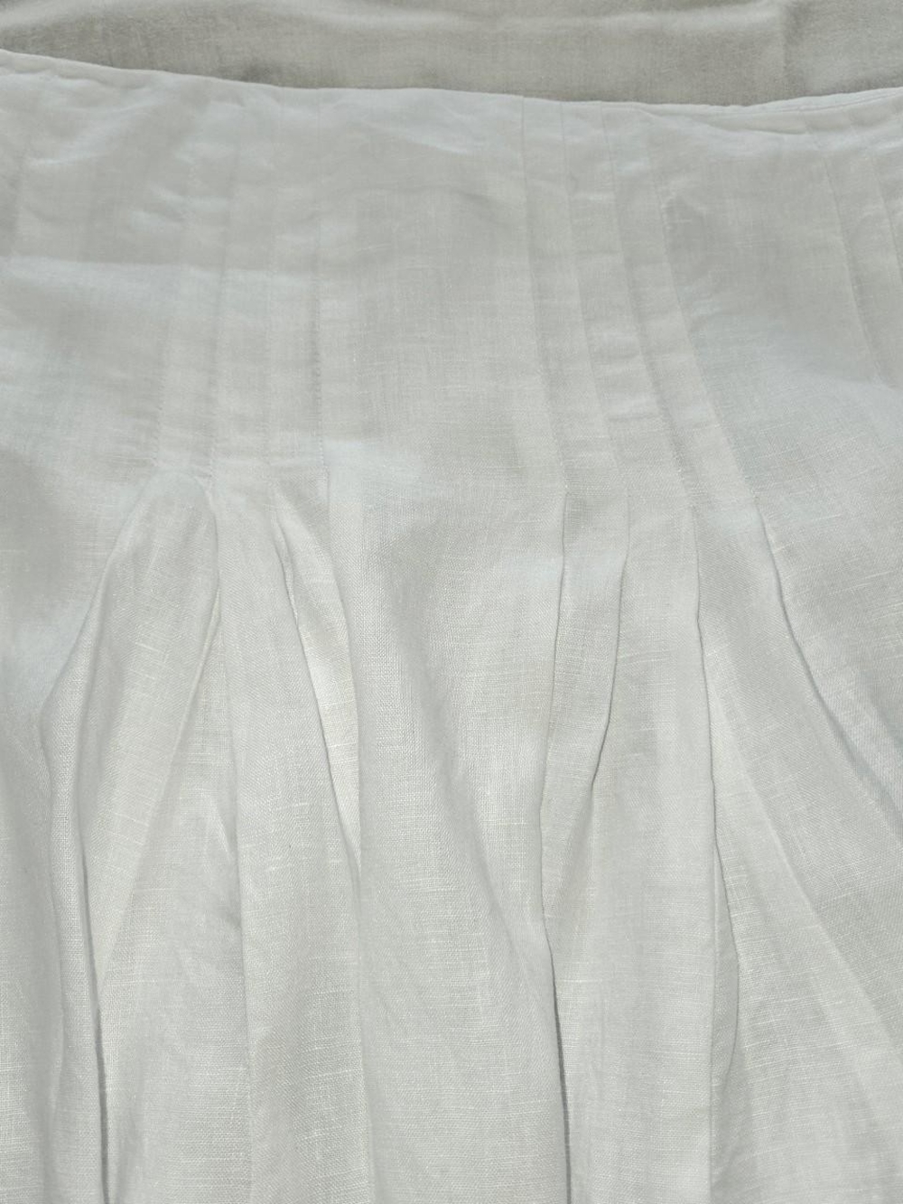 Ann Taylor X LOFT Pleated linen mini skirt white summer coastal size 8 - Picture 5 of 6